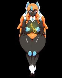 1girls anthro big_ass big_breasts black_body fat female furry huge_ass huge_breasts kemono key open_hands orange_hair robot robot_girl