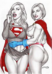 2016 2girls alien alien_girl ass athletic athletic_female background big_ass big_breasts blonde_hair blue_eyes blue_gloves breasts bust busty cape carlos_braga cleavage cleavage_cutout clothed color colored costume curvaceous curvy curvy_figure dat_ass dc dc_comics deviantart deviantart_link dual_persona earth-2 earth_2 eyeshadow female female_only gloves heroine hips hourglass_figure huge_breasts humanoid justice_society_of_america kara_zor-el karen_starr kryptonian large_breasts legs lipstick long_hair lower_body multiple_girls navel outfit panties posing power_girl red_cape selfcest short_hair skimpy_costume skirt_lift smile standing supergirl superheroine superman_(series) thick_legs thick_thighs thighs upper_body voluptuous watermark yuri