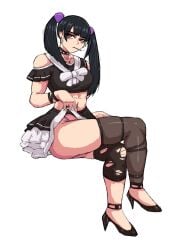 black_hair female limbus_company littleteze project_moon punk red_eyes ryoshu_(limbus_company) school_uniform tagme