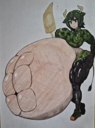 aurochs_(kemono_friends) belly belly_bulge big_breasts hyper_belly kemono_friends meat_wall_(body_type) muscles thegreatday_(artist)