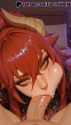 1boy 1girls 2025 ai_generated artist_name blowjob blowjob_face cock dick electroworld fellatio female hair_between_eyes hi_res high_quality high_resolution highres licking oral oral_sex patreon patreon_username penis pov red_hair solo_focus stable_diffusion straight sucking uncensored virtual_youtuber vshojo watermark zentreya