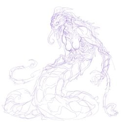 breasts demon demon_girl doom doom_eternal grindaviking monster monster_girl sketch solo solo_female whiplash_(doom)