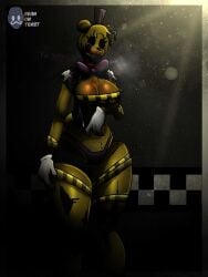 2025 2d 2d_(artwork) 2d_artwork artist_logo artist_name beanontoast bear bear_ears bear_girl big_breasts endoskeleton exposed_endoskeleton five_nights_at_freddy's golden_freddy_(fnaf) police_tape robot robot_girl robot_joints thick_thighs