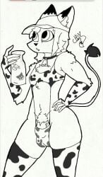 animal_print animal_print_bikini anthro armwear ass balls bell big_balls big_butt bikini bodily_fluids bulge canid canine chen_(foxchen) clothed clothing container cow_print cow_print_bikini cowbell cowbell_collar cum femboy fluffy fox foxchen fur genital_fluids genitals hair hairy handwear hat headgear headwear jar legwear lingerie male mammal milk orange_body pattern_bikini pattern_clothing pattern_swimwear penis pubes solo swimwear tail tail_tuft thick_thighs thong tuft two-piece_swimsuit underwear white_body white_fur