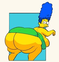 1girls 2021 20th_century_fox 20th_century_studios 2d 2d_(artwork) 2d_artwork ass big_ass big_butt blue_hair digital_art digital_drawing_(artwork) digital_media_(artwork) dress female humanoid looking_back marge_simpson milf mommy mother nondelismell solo tagme the_simpsons yellow_skin