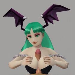 3d low_poly morrigan_aensland nintendo_64 paizuri polygon polygonal polygonal_breast ps1_artstyle titjob