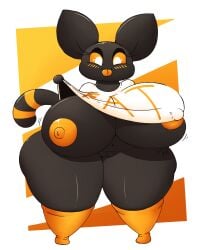 anthro big_breasts black_body blush breasts clothed clothing clothing_lift domestic_cat felid feline felis female footwear genitals hi_res huge_breasts humanoid huztar latex latex_creature living_latex mammal markings nipples orange_clothing orange_eyes orange_footwear orange_nipples orange_socks shirt shirt_lift slightly_chubby socks solo striped_markings striped_tail stripes tail tail_markings text thick_thighs tongue tongue_out topwear vulva ziriby_(huztar)