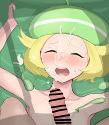 1boy 1boy1girl 1girls arm_above_head arm_up armpit armpit_crease armpit_peek armpits arms_above_head arms_up bianca_(pokemon) blonde_eyebrows blonde_female blonde_hair blonde_hair blonde_hair_female blush blush_face blushing_female closed_eyes completely_naked completely_naked_female completely_nude completely_nude_female condom condom_filling condoms condoms_on_body cum_filled_condom cum_in_condom female filled_condom fully_naked fully_nude green_background hairless_armpits hand_above_head hand_up hands_above_head hands_up naked naked_female naked_woman nude nude_female nudity open_mouth parted_lips penis pokemon semen_in_condom shaved_armpits straight tongue topless topless_female upper_teeth used_condom wakahi-chan