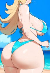 1girls ai_generated ass big_breasts bikini blonde_hair blue_eyes breasts female female_focus hair_over_one_eye hips huge_ass huge_breasts juuicyai large_breasts light-skinned_female mario_(series) mature_female milf navel princess_rosalina thick_thighs thighs wide_hips