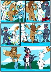 3_fingers 3_toes 4_fingers amphibian anthro ass avian balls beak big_breasts big_butt birbpan blue_balls blue_body blue_penis blush blush_face blush_lines breasts brown_body brown_fur butt_slap canid canine carrying_another closed_eyes comic eevee english_text exhibitionism feet female fingers flaccid froakie frog fur generation_1_pokemon generation_3_pokemon generation_6_pokemon generation_8_pokemon genitals group hi_res humiliation lagomorph male male/female male/male mammal nintendo nipples nude nude_anthro nude_female nude_male penis penis_size_difference pink_nipples pokemon pokemon_(species) pokemorph scorbunny skinny_dipping slap slim slim_anthro slim_female slim_male smack smacking smacking_ass small_penis smile spanked_butt spanking taillow text toes vulva water white_balls white_body white_fur white_penis yellow_beak