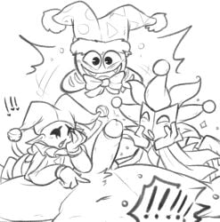 aipeco18 deltarune dimentio exclamation_point gay imminent_oral jevil_(deltarune) kirby_(series) male male_only male_pov marx marx_(kirby) super_mario_bros. yaoi