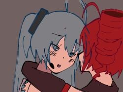 2d_animation 2girls animated female hatsune_miku kasane_teto kissing making_out miku spit_trail star.1015 tagme teto video yuri