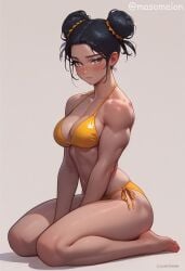 ai_generated athletic_female bikini chun-li cute female jpeg kneeling masomelon muscular_female swimsuit