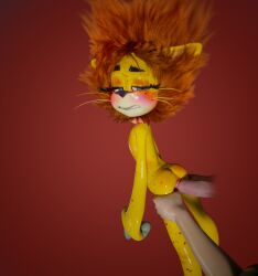 baby blue_eyes furry lion lion_cub red_hair red_mane yellow_body yellow_fur