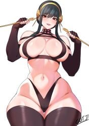 1girls big_breasts black_hair busty child_bearing_hips curvaceous curvy curvy_figure dark_hair female female_only gojich1 hips huge_breasts large_breasts milf pale-skinned_female pale_skin red_eyes shounen_jump slutty_clothing slutty_outfit spy_x_family thick thick_thighs thighs wide_hips yor_briar yor_forger
