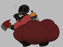 1boy 2025 air_tank alternate_version_at_source alternate_version_available ass ass_focus balls_bulge beetlebot big_ass big_butt blush blush_lines blushing fire_axe gay grey_background grey_pupils holding_object looking_back male male_only pyro pyro_(team_fortress_2) question_mark solid_color_background solo solo_male tagme team_fortress_2 tf2 valve