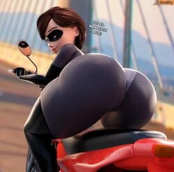 ass_focus disney helen_parr looking_at_viewer motorcycle pixar smitty34 tagme the_incredibles thick_ass tight_clothing