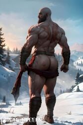 1boy ai_generated aimuscles ass_visible_under_skirt bald bald_man bara barely_clothed barely_covered beard big_ass big_butt bubble_ass bubble_butt daddy dilf exposed_ass facial_hair god_of_war kratos large_ass large_butt looking_at_viewer looking_back_at_viewer male male_focus male_only mature_male muscles muscular muscular_arms muscular_ass muscular_back muscular_legs nature nature_background older_male outdoor_nudity outdoors partially_clothed_male partially_nude partially_undressed public public_exposure red_markings red_skirt removing_clothing removing_skirt round_ass round_butt scantily_clad seductive seductive_pose showing_ass showing_off_ass slutty_clothing slutty_outfit slutty_pose snow snowy_background stripping thick_ass thick_thighs warrior winter