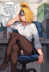 ai_generated deidara femboy gay miniskirt naruto naruto_(series) stockings text yaoi