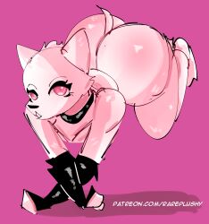 anthro ass big_butt canid canine canis collar domestic_dog femboy fur ghost hi_res huge_butt male mammal pink_body pink_fur rareplushy solo spirit