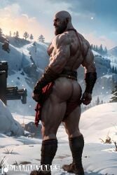 1boy ai_generated aimuscles ass_visible_under_skirt bald bald_man bara barely_clothed barely_covered beard big_ass big_butt bubble_ass bubble_butt daddy dilf exposed_ass facial_hair god_of_war kratos large_ass large_butt looking_at_viewer looking_back_at_viewer male male_focus male_only mature_male muscles muscular muscular_arms muscular_ass muscular_back muscular_legs nature nature_background older_male outdoor_nudity outdoors partially_clothed_male partially_nude partially_undressed public public_exposure red_markings red_skirt removing_clothing removing_skirt round_ass round_butt scantily_clad seductive seductive_pose showing_ass showing_off_ass slutty_pose snow snowy_background stripping thick_ass thick_thighs warrior winter