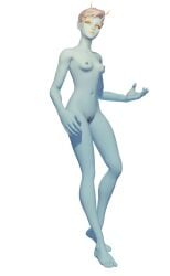 alien alien_girl alien_only blue_skin breasts female female_only fortnite full_body grey_hair joey_(fortnite) malakisuglypotato_(artlist) nude nude_female posing pussy raised_eyebrow transparent_background