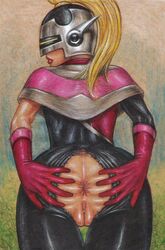 anus ass ass_grab blonde_hair bodysuit crotchless dat_ass edithemad from_behind gloves hair headgear helmet long_hair mandora mask no_panties ponytail pussy simple_background skin_tight solo spreading thigh_gap thundercats tied_hair torn_bodysuit torn_clothes