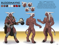 1futa anthro bloodmayne bovine full-length_portrait full_length furry futa_only futanari hammer hi_res highres horns horse_penis horsecock iggi intersex mammal melee_weapon model_sheet portrait scar skull solo standing war_hammer weapon western_art