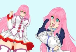 big_breasts blue_eyes brainwashing deviantart digital_art faces_of_evil flare_arlgrande_jioral green_eyes kaifuku_jutsushi_no_yarinaoshi panties personification pink_hair redo_of_healer slave visible_panties