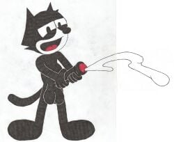 big_penis black_fur cum dreamworks excessive_cum feline felix_the_cat felix_the_cat_(series) masturbating masturbation moaning penis r0b0t simple_background tail white_background