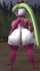 1girls 3d 3d_(artwork) ass ass_focus back breasts colored_skin forest from_behind full_body green_hair huge_ass ironhawk large_breasts long_hair looking_at_viewer looking_back multicolored_skin nature night nintendo outdoors pokemon pokemon_(species) purple_eyes purple_skin purple_thighhighs shiny_skin sky solo standing thick_thighs thighhighs thighs thong tree tsareena two-tone_skin very_long_hair white_skin wide_hips