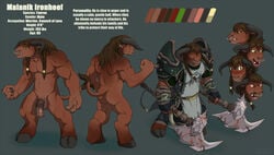 1boy anthro axe bovine full-length_portrait full_length fur furry horns horse_penis horsecock iggi male male_only mammal minotaur model_sheet portrait solo standing taur weapon