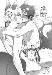 animal_humanoid blue_lock blushing cuntboy heart-shaped_pupils intersex kissing_while_penetrated leaking_cum nagi_seishiro naked reo_mikage scratch_marks stomach_bulge tagme yaoi