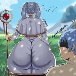 1girls 2d 2d_(artwork) ass ass_awe back_view big_ass big_butt big_thighs butt clothed clothed_female clothing eksaito elf female female_focus frieren gigantic_ass gigantic_thighs himmel_(sousou_no_frieren) huge_ass huge_thighs humanoid looking_at_ass male meme pointy_ears sousou_no_frieren text thick_hips thick_thighs thighs