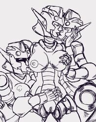 alien alien_girl almond big_breasts breast_grab breasts cybertron decepticon female female_only galaxy_force kissing large_breasts licking_breast multiple_girls nipples pussy robot robot_girl selfcest thunderblast titflaviy transformers vagina yuri