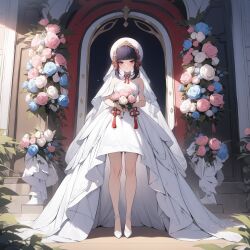 ai_generated flower genshin_impact legs ministro not_porn rose sfw wedding wedding_dress yun_jin_(genshin_impact)