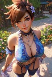 1girls ai_generated big_breasts brest lena_oxton overwatch overwatch_2 oxtonai short_air tracer