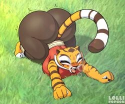 1girls anthro ass big_ass breasts bubble_butt clothing dat_ass fat_ass female female_only grass huge_ass kung_fu_panda large_ass lollipopcon master_tigress outdoors png solo stretching tail thick_ass thick_thighs waking_up wide_hips yawning
