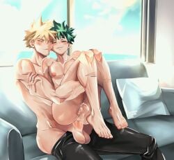 2boys animated bakudeku bakugou_katsuki gay gay_anal gay_sex izuku_midoriya katsuki_bakugou male male/male male_only male_penetrated male_penetrating midoriya_izuku my_hero_academia nsfw on_couch on_lap yaoi