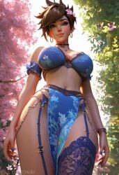 1girls ai_generated big_breasts brest lena_oxton overwatch overwatch_2 oxtonai short_air tracer