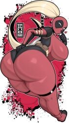 1female 1girls 2024 2d 2d_(artwork) 5_fingers artist_logo ass back_view big_ass big_breasts big_butt blonde_hair breasts butt clothed clothing dat_ass deadpool female glovers high_resolution highres huge_ass igxxiii lady_deadpool large_ass large_breasts large_butt long_hair looking_back marvel mask masked_female ponytail solo solo_female wink winking_at_viewer