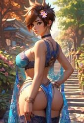 1girls ai_generated big_breasts brest lena_oxton overwatch overwatch_2 oxtonai short_air tracer