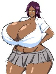 bleach cleavage dark-skinned_female dark_skin female female_only momiji_(artist) shihouin_yoruichi shonen_jump shueisha tagme twitter_link weekly_shonen_jump weekly_shounen_jump