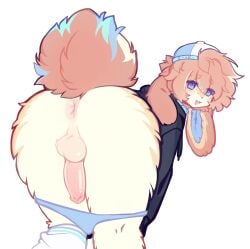 alternate_version_available anthro anus femboy furry katsucoffee panties panties_down solo tomo_(katsucoffee)