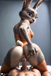 ai_generated anthro belly breasts cleavage curvaceous disney female female_only fit fit_female front_view furry hips judy_hopps lagomorph lipstick looking_down nude patreon patreon_username petite rabbit stable_diffusion thighs zootopia