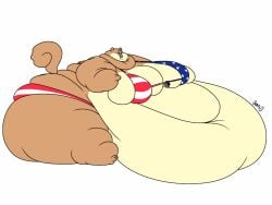 1girls american_flag_bikini anthro anthro_only ass batspid2 belly bikini breasts brown_fur fat female female_focus female_only furry hips hyper hyper_ass hyper_breasts immobile immobilization large_ass large_breasts morbidly_obese morbidly_obese_female nickelodeon obese obese_female overweight overweight_female rodent rodent_humanoid sandy_cheeks spongebob_squarepants squirrel squirrel_humanoid stomach thick_thighs thighs two_tone_fur weight_gain wide_hips