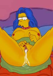 1girls 20th_century_fox 20th_century_studios blue_hair breasts cum cum_in_pussy female hair_blue human marge_simpson mature_female pussy tagme the_simpsons