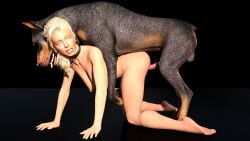 3d afraid animal_genitalia beastiality before_sex big_breasts blonde_hair blue_eyes canine canine_penis collar dark_environment daz_studio dim_lighting dobermann hanging_breasts hannah_breeding_session hannah_palmer jollybizz naked naked_female on_all_fours skinny slave slavegirl slim_waist sniffing unsure zoophilia zoophilia