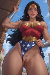 1girls ai_generated amazon ass black_hair blue_eyes breast breasts cleavage curvaceous curvaceous_body curves curvy curvy_body curvy_female curvy_figure dc dc_comics diana_prince exposed_ass exposed_breast exposed_breasts exposed_butt exposed_pussy exposed_vagina female female_only heroine holyoilsus hourglass_figure inner_sideboob light-skinned_female light_skin looking_down_at_viewer muscular presenting_pussy pussy sideboob solo solo_female superhero superhero_costume superheroine themysciran vagina voluptuous voluptuous_female wonder_woman wonder_woman_(series)