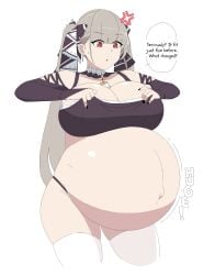 azur_lane big_belly big_breasts breasts female formidable_(azur_lane) hair_ribbon huge_belly hyper_belly jakejaccobus pregnant ready_to_pop red_eyes twintails